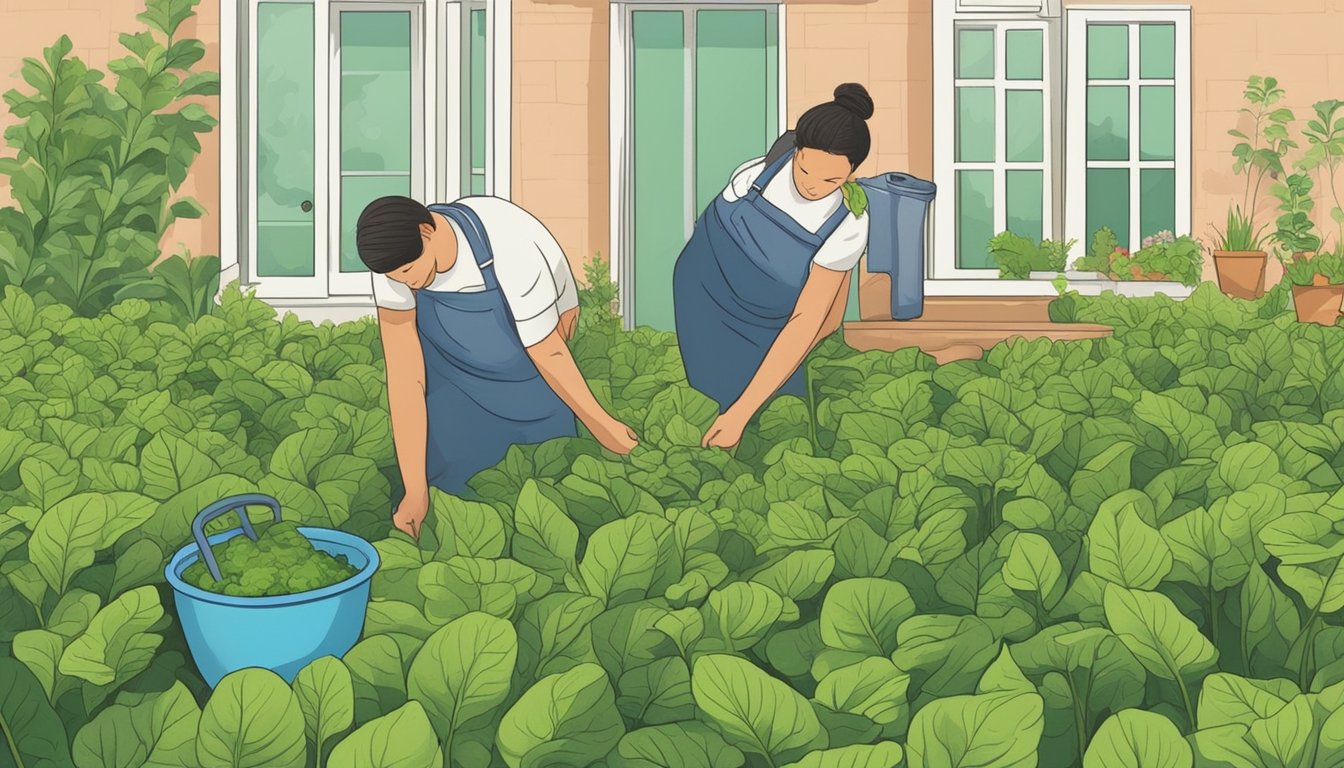 A person picking fresh sorrel leaves from a garden, washing them, and preparing them for consumption