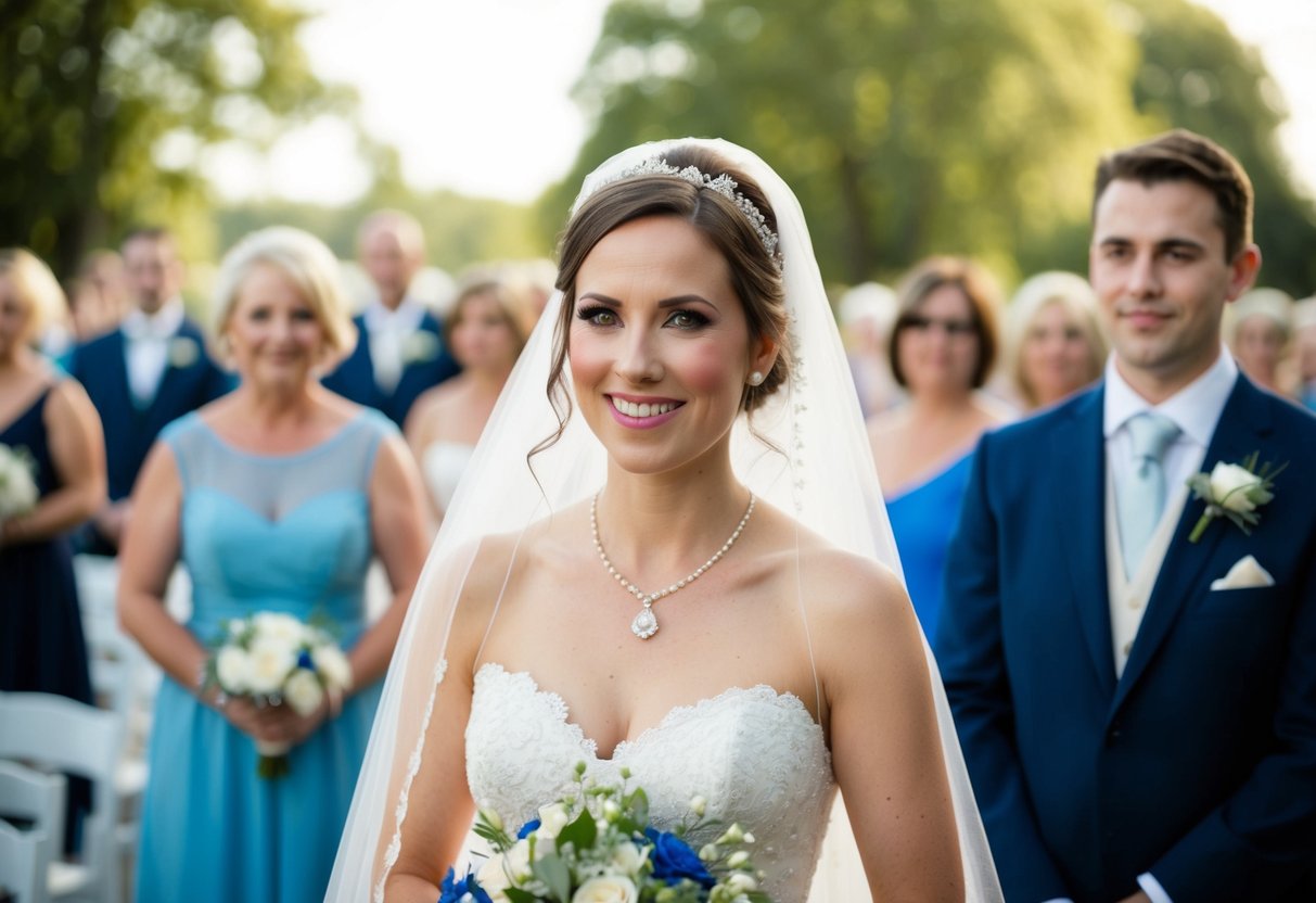 A bride traditionally wears something old, something new, something borrowed, and something blue for good luck on her wedding day