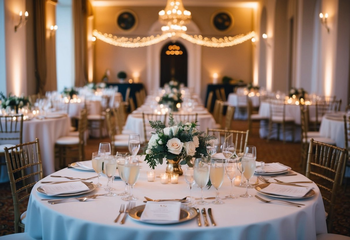 A beautifully set head table at a wedding reception in the UK