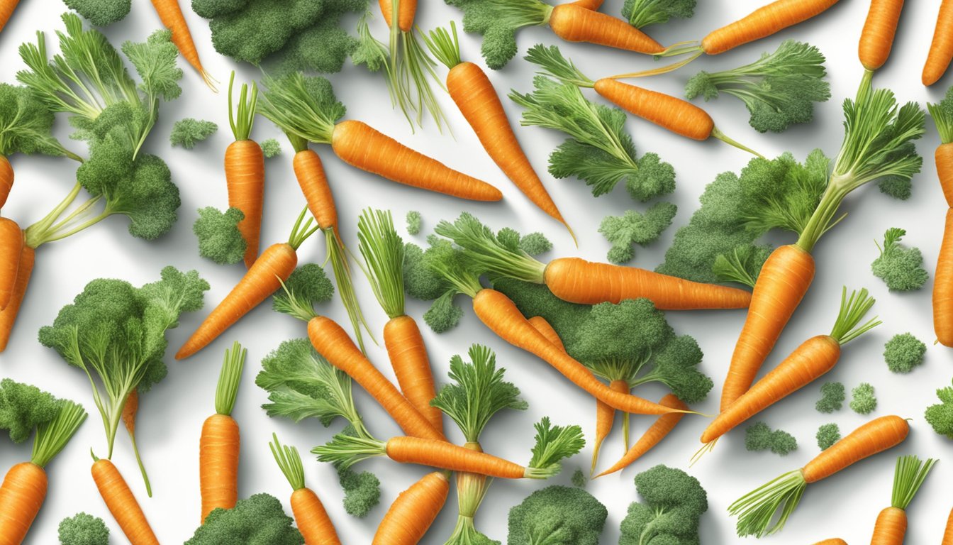 A pile of moldy carrots sits on a kitchen counter, with visible green and white mold covering the surface of the vegetables