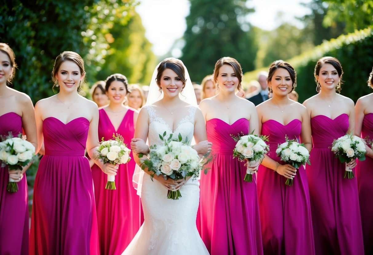 Bridesmaids lead the wedding processional, followed by the bride