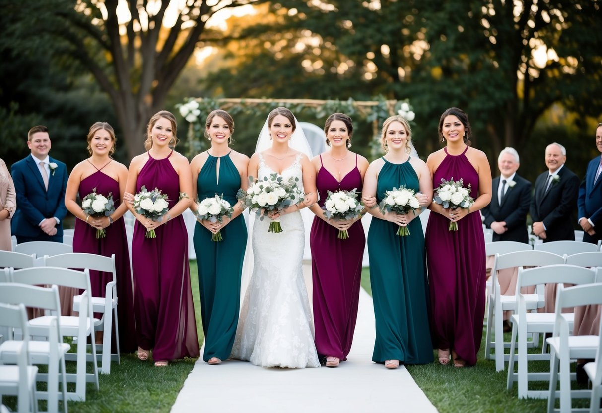 Bridesmaids walking down the aisle, followed by the bride in a special ceremony