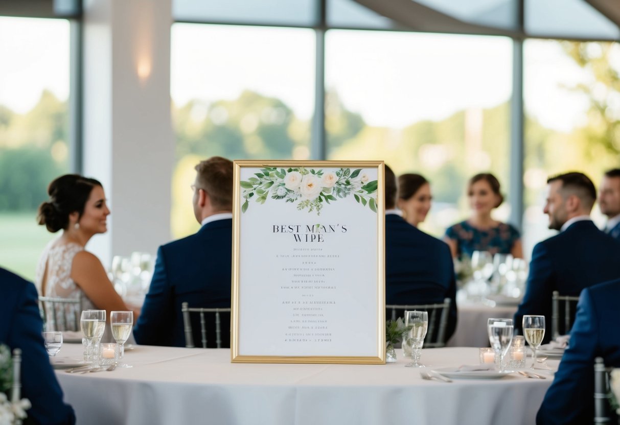 A modern wedding seating plan with the best man's wife seated at the top table