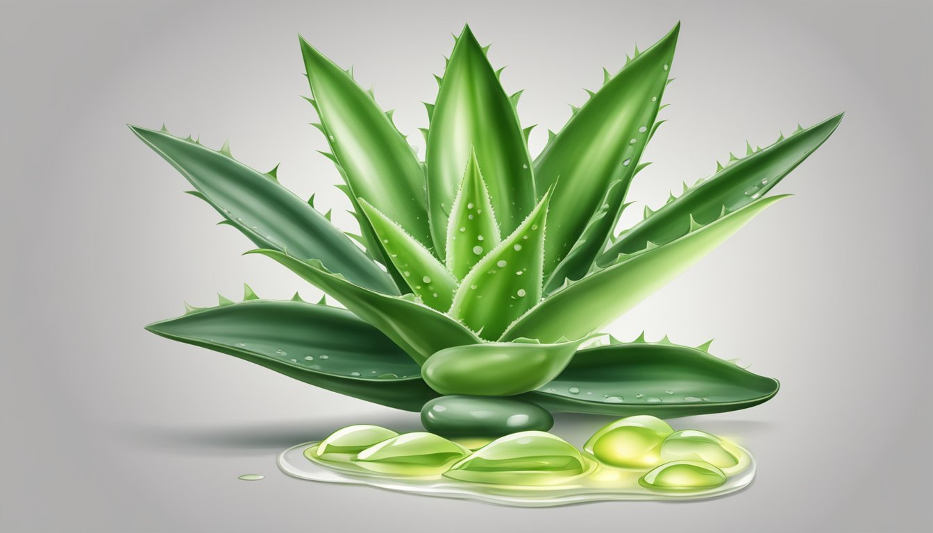 Aloe vera plant with leaves cut open, revealing clear gel