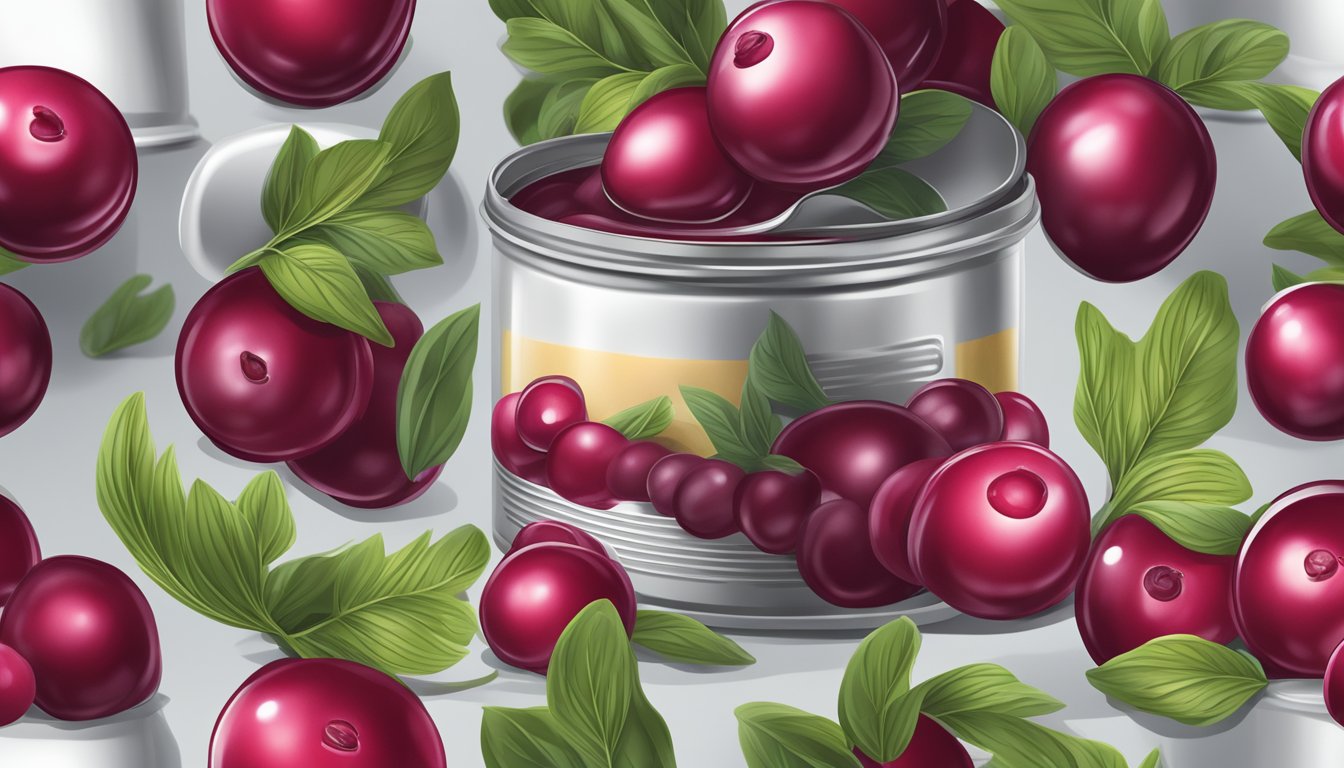 A can of cranberry sauce with a bulging lid and visible mold