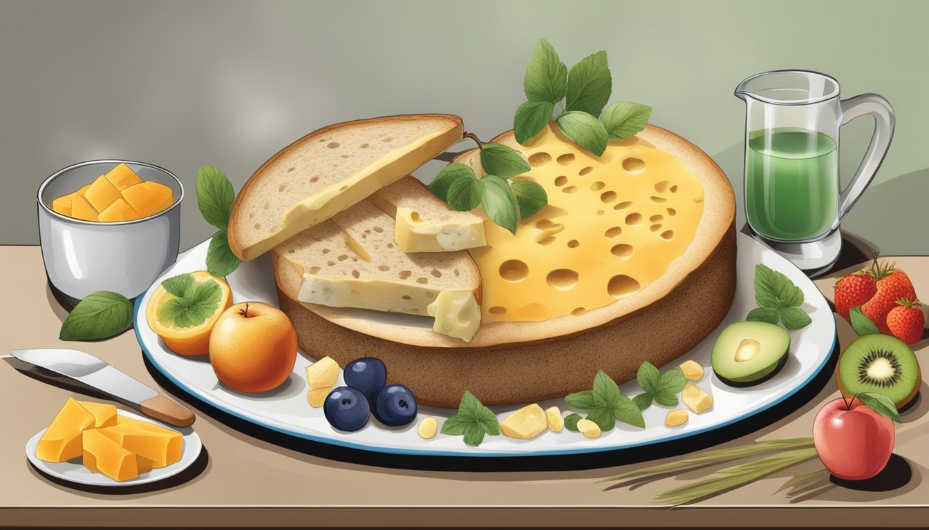 Various food items (bread, cheese, fruit) with mold growth. A cooked dish with visible mold