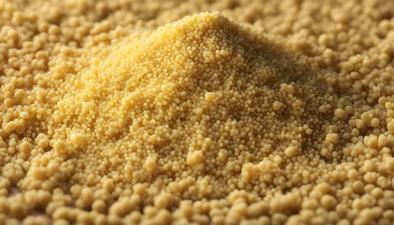 A pile of expired couscous mix with visible signs of spoilage, such as discoloration, mold, and a foul odor