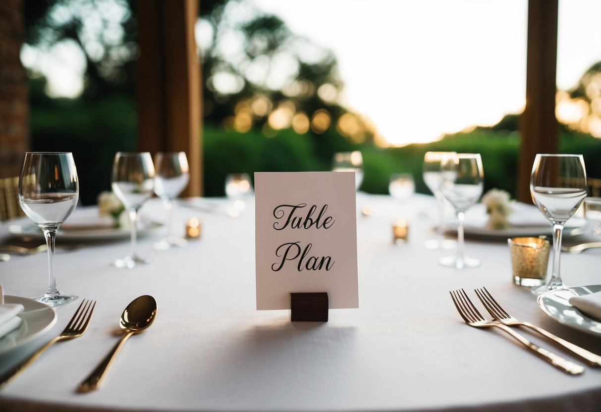 A table plan with empty spaces for bride and groom