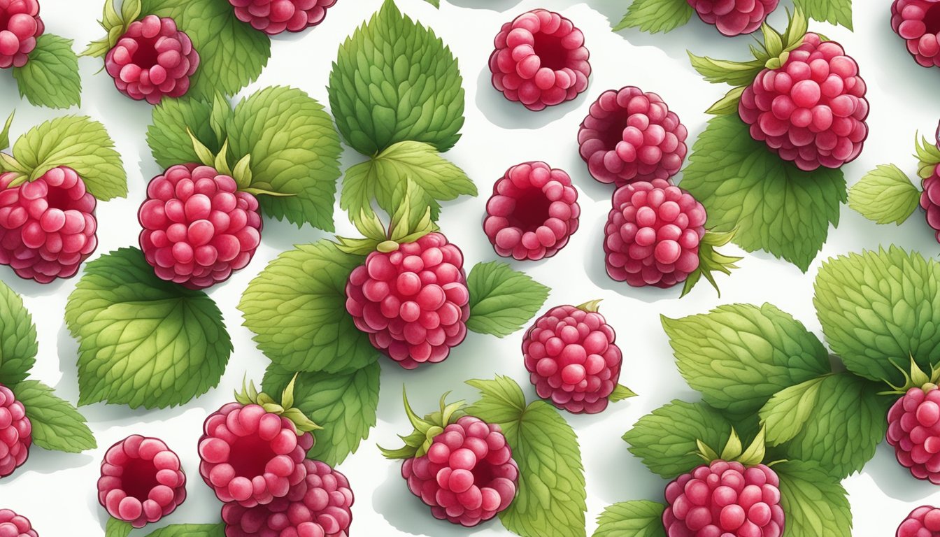 A close-up of a cluster of raspberries with visible green and white mold spots