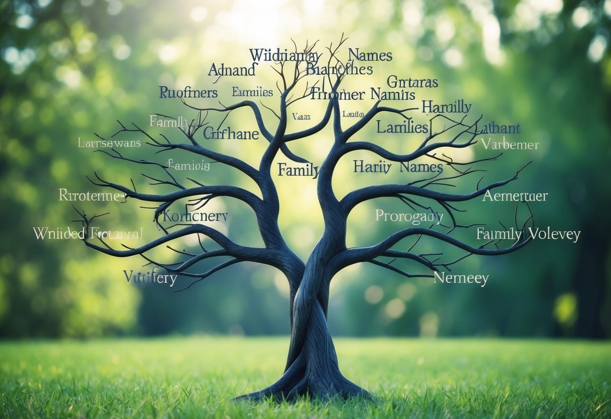 A perplexing family tree with intertwined branches and multiple name variations