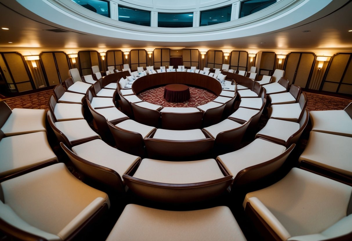 A circular seating arrangement with a central focal point