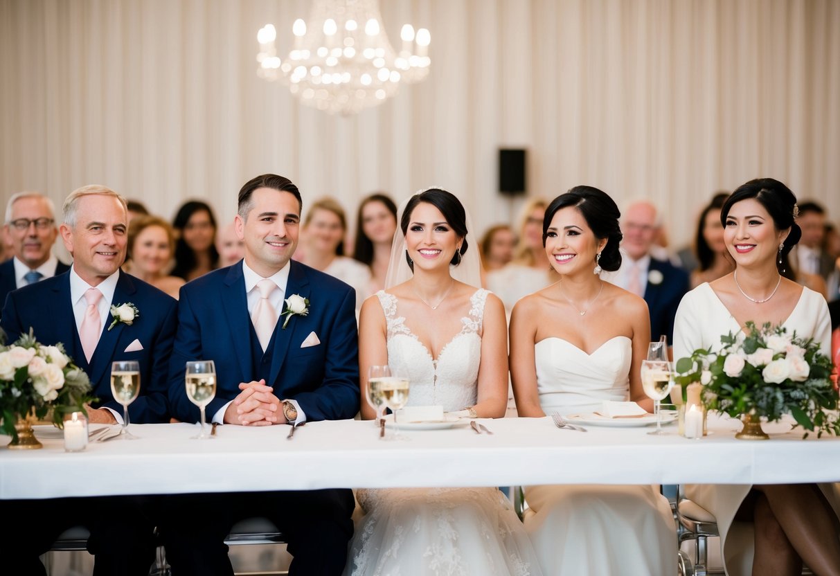 Parents flank bride and groom at the head table