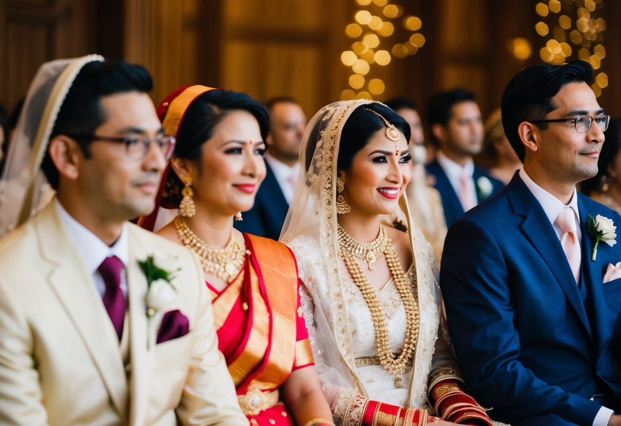 The bride's family sits on the left side in some cultures, while in others they sit on the right side of the seating arrangement