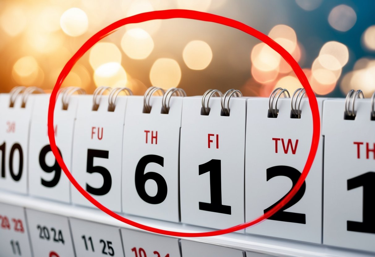 A calendar with the date six months in the future circled in red