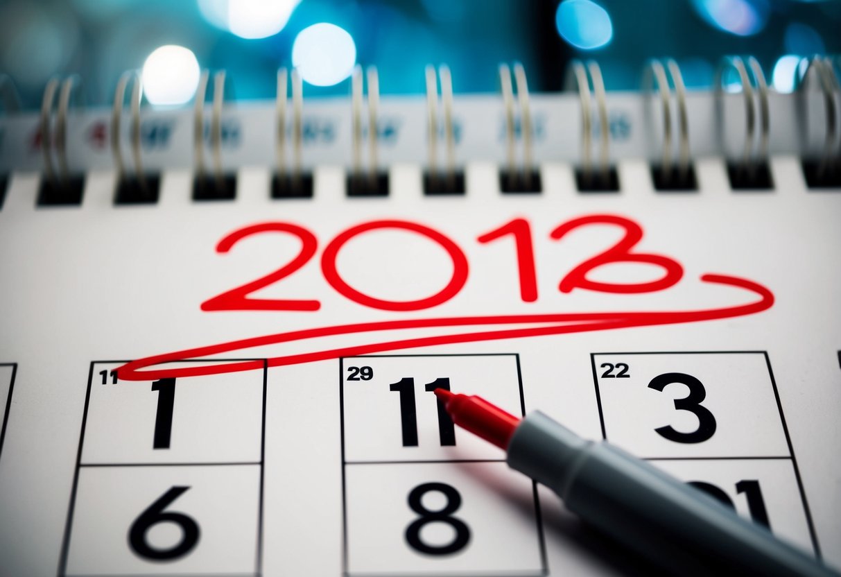 A calendar with the date two years in the future circled in red marker