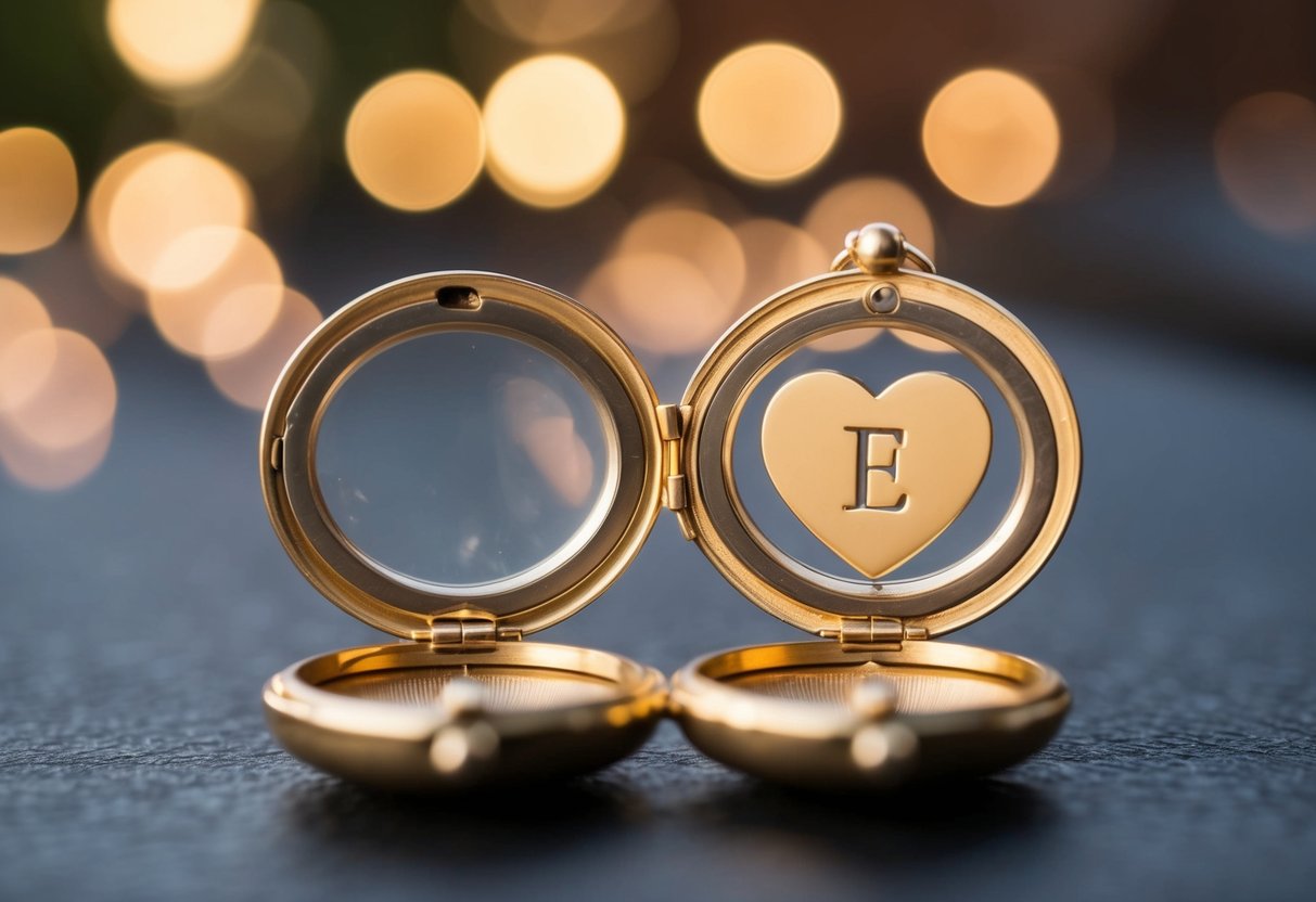 A heart-shaped locket with one initial inside
