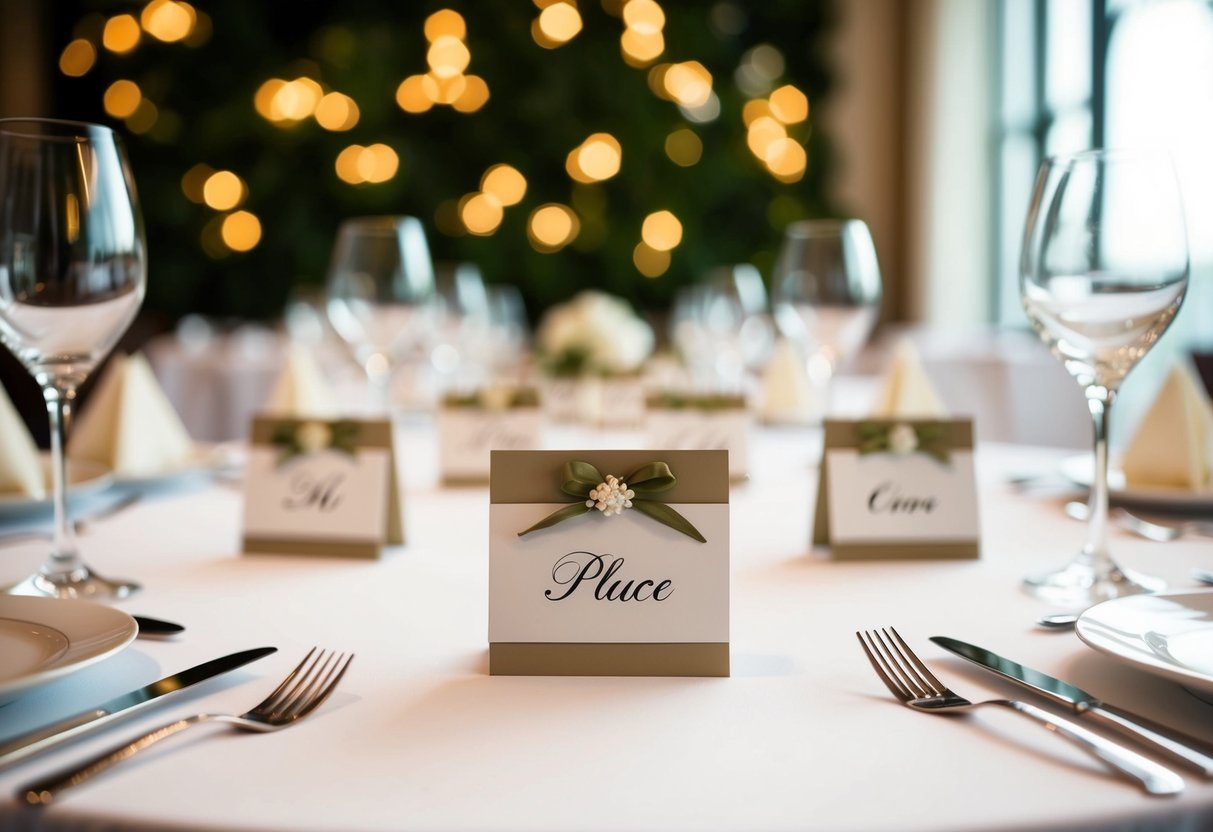 A table set with elegant place cards arranged in alphabetical order