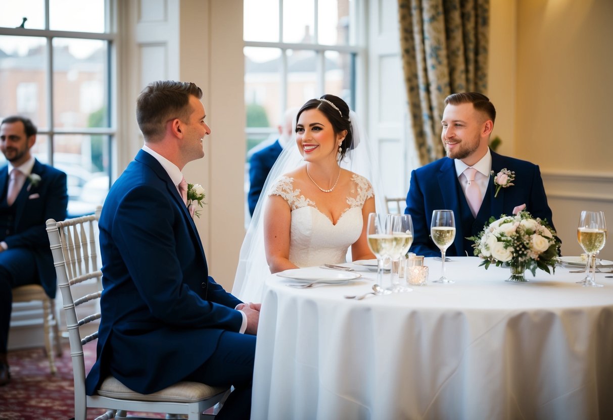 The bride sits on the left side of the top table in the UK, with the groom on her right