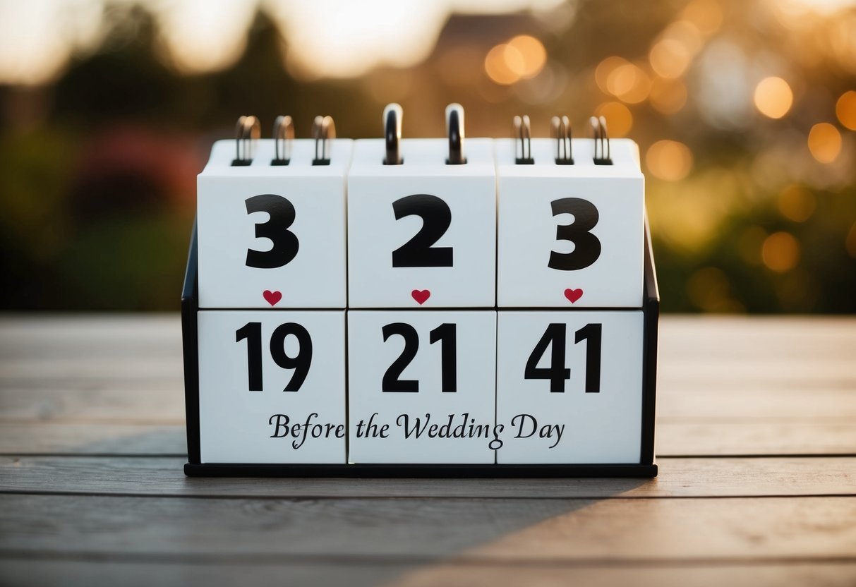 A calendar with the date set to 8 months before the wedding day