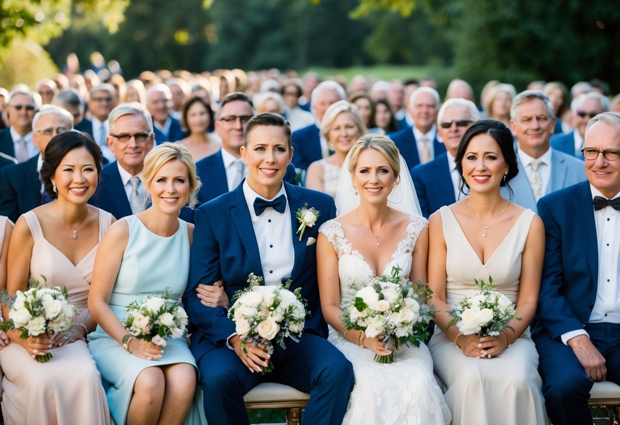 Family and close friends seated closest to the bride and groom, with other guests arranged by importance