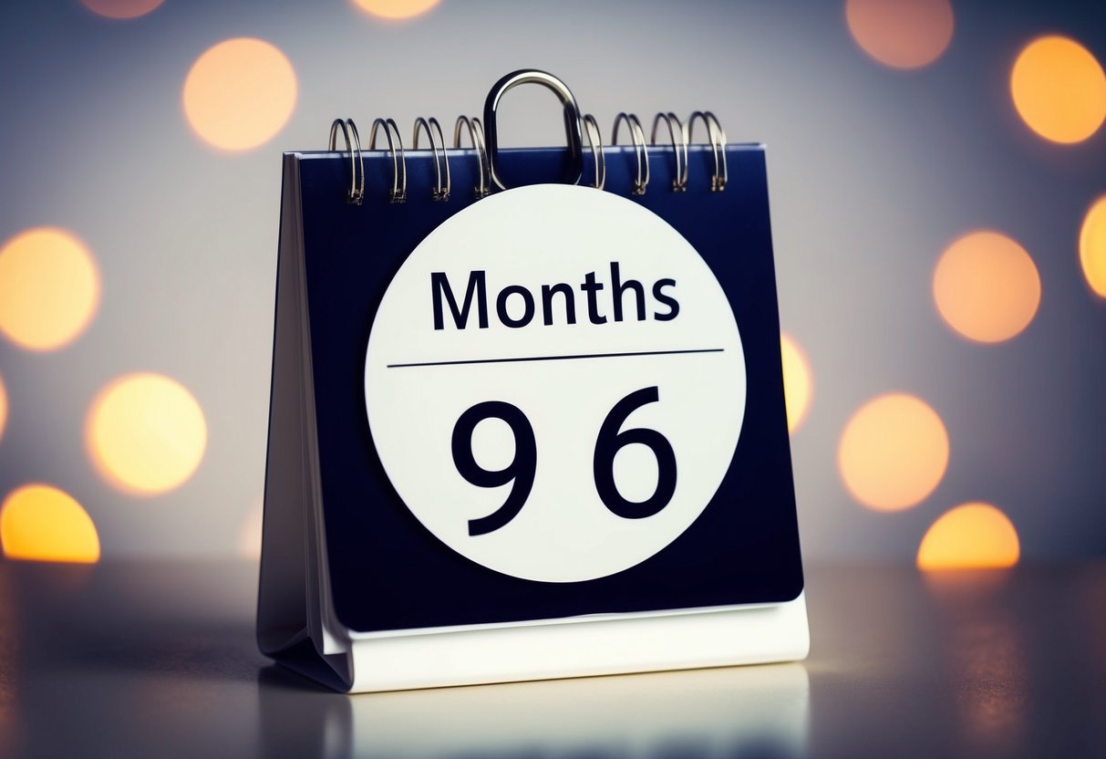 A calendar with a circle around a date 9 months in the future