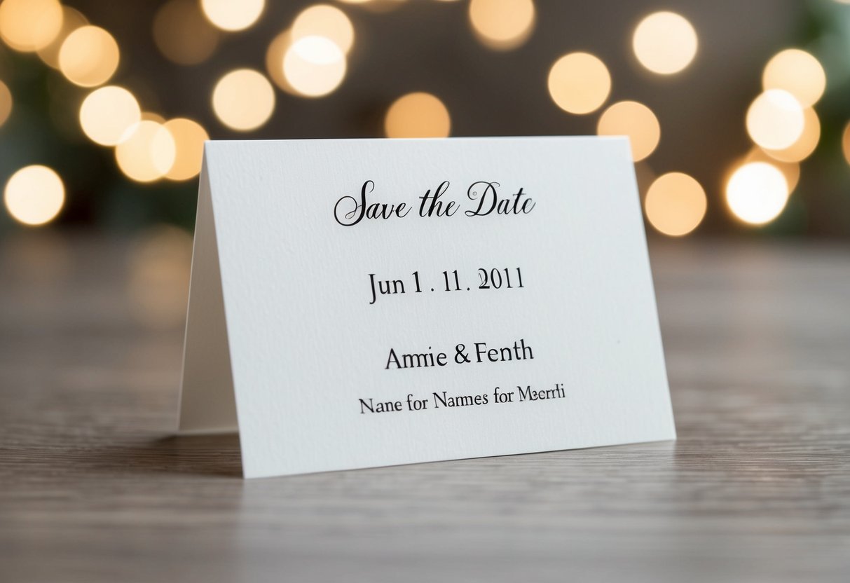 A blank save the date card with space for names