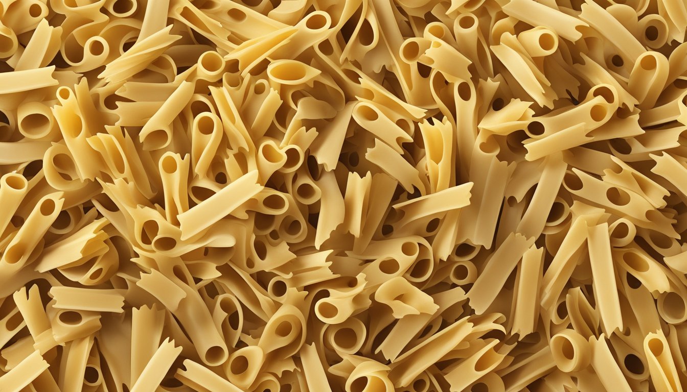 A pile of uncooked pasta with a question mark hovering above it