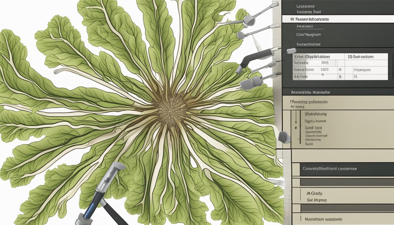 A chicory root being examined under a microscope, showing its nutritional composition and safety for consumption