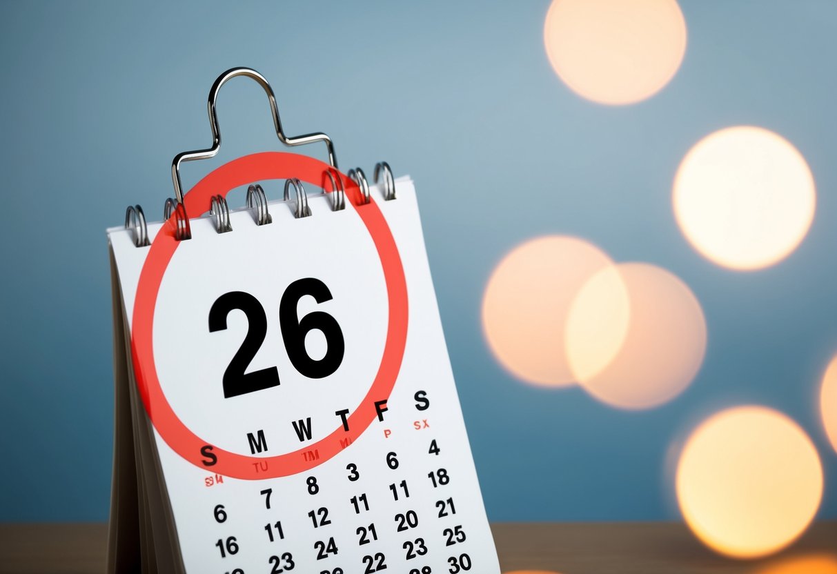 A calendar with the current date circled and a future date 16 months ahead highlighted