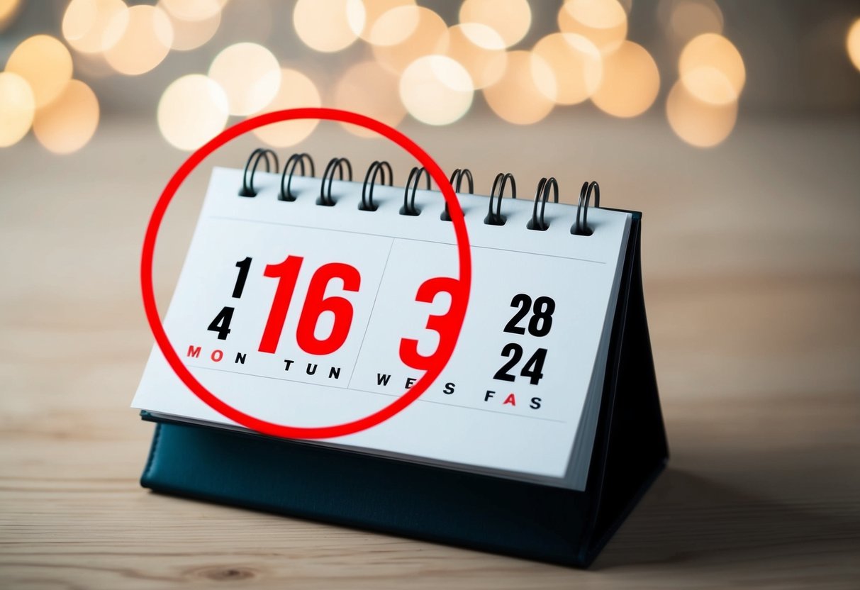 A calendar with the date five months in the future circled in red