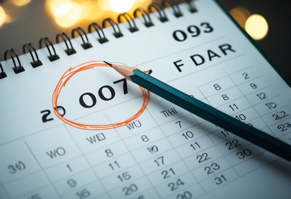 A calendar with a circled date and a pencil hovering over it, as if waiting for someone to mark their response