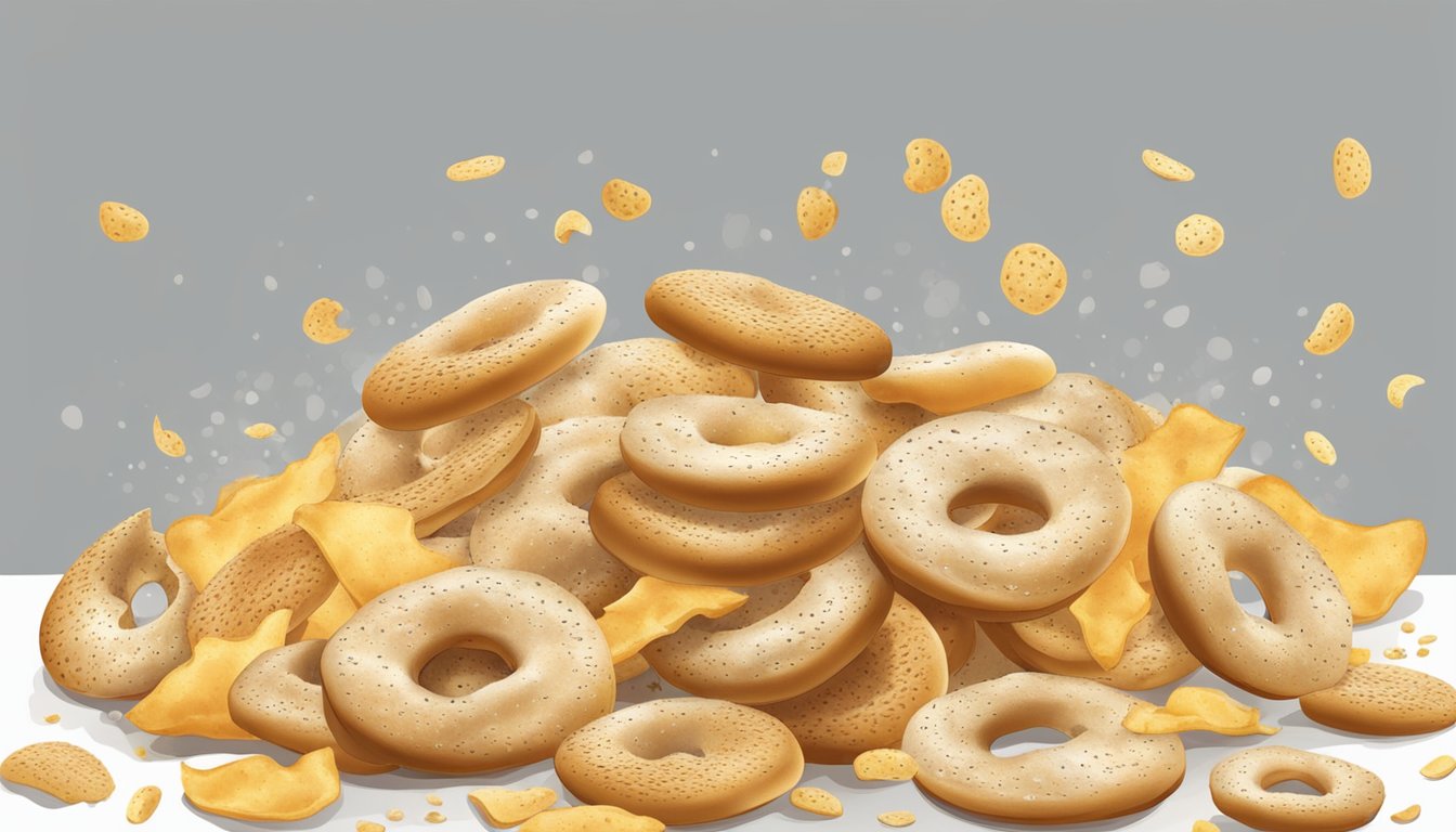 A pile of expired bagel chips with mold spots and a foul smell