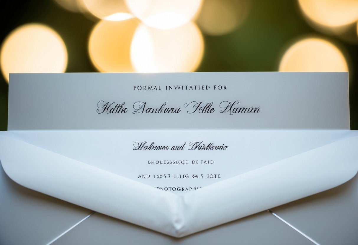 A formal invitation with two names side by side, one above the other, with the same last name