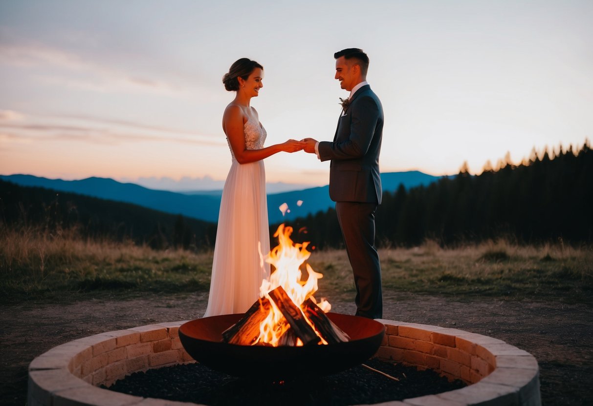 A couple standing before a sacred fire, exchanging solemn promises
