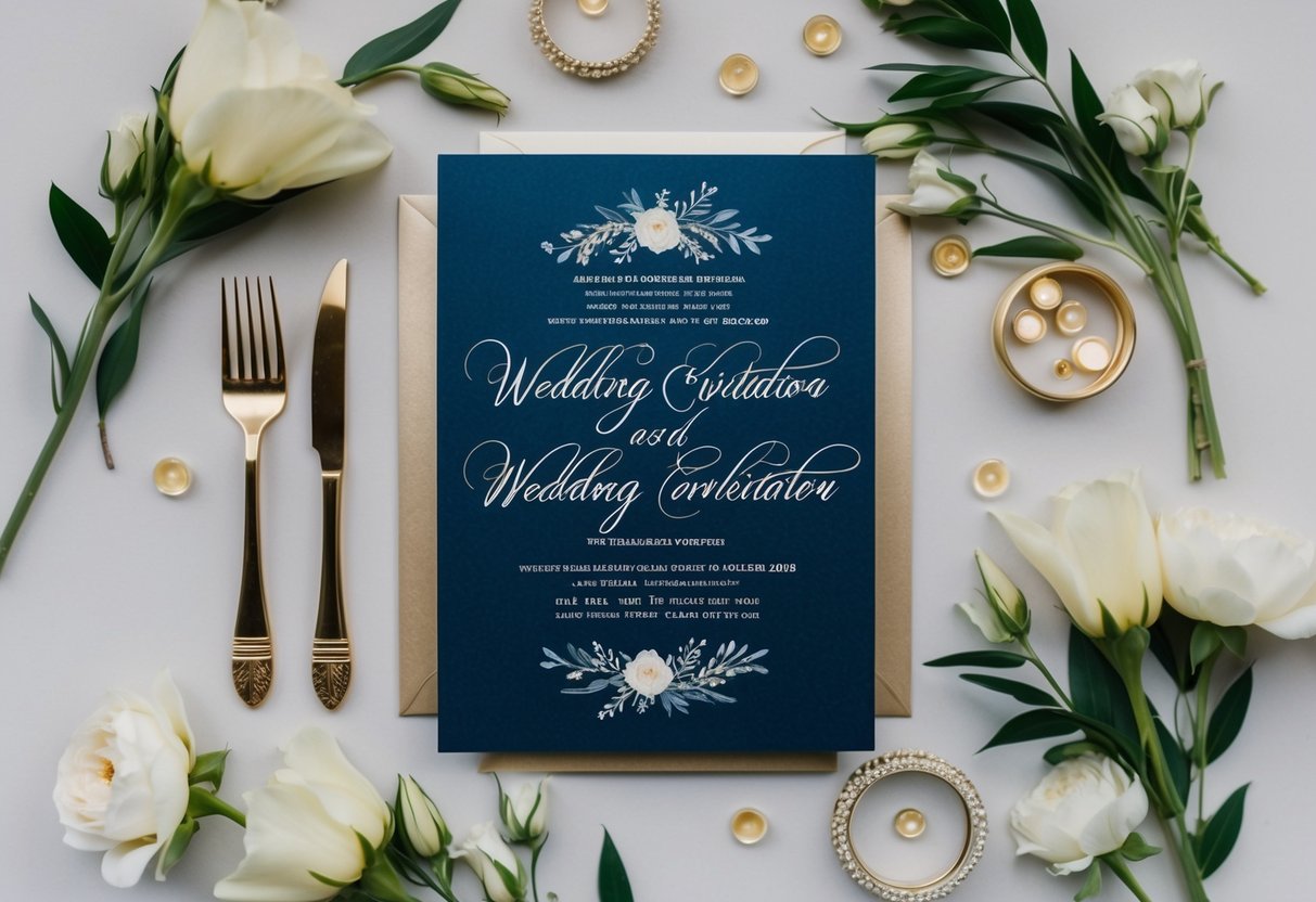 A beautifully designed wedding invitation with elegant calligraphy and a formal layout