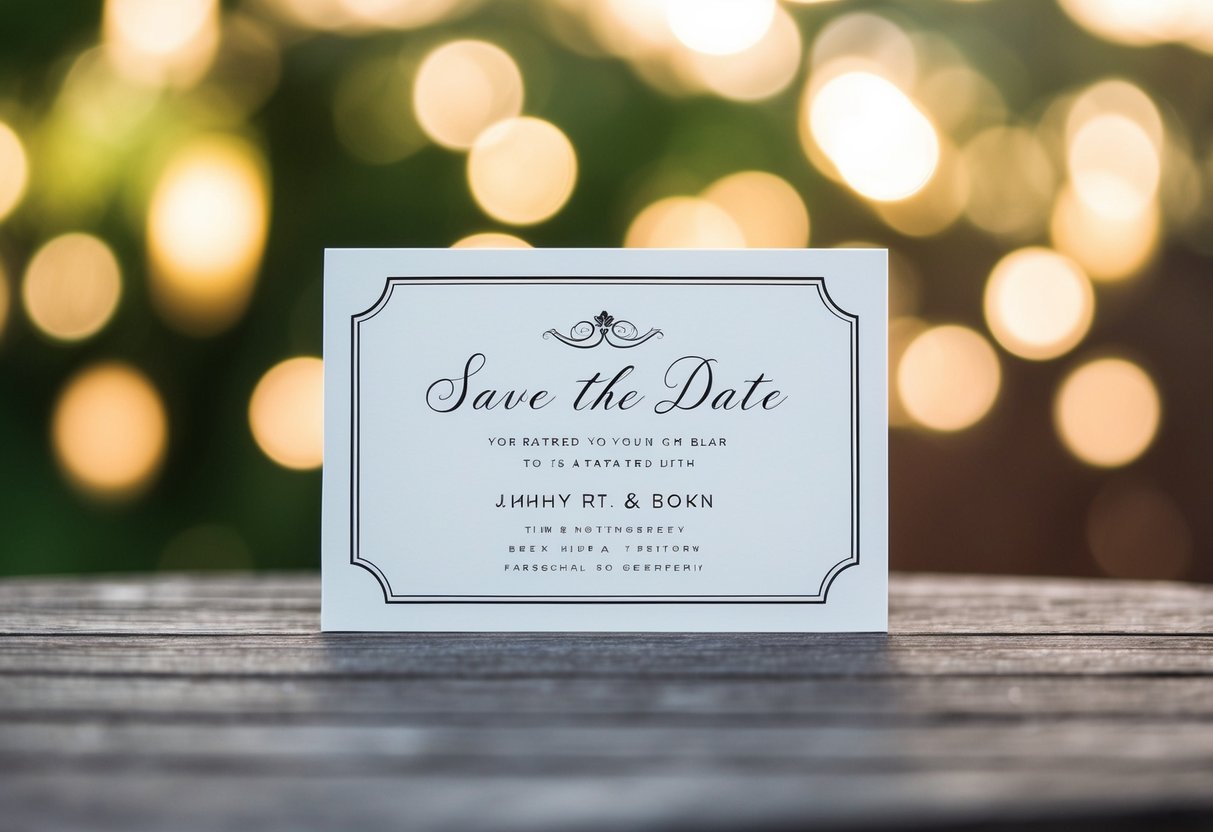 A blank save the date card with elegant design and space for names