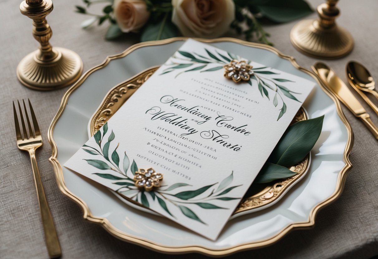 A beautifully designed wedding invitation with elegant calligraphy and decorative elements