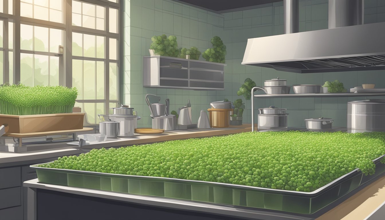 Clover sprouts being carefully selected and stored in a clean, well-lit kitchen