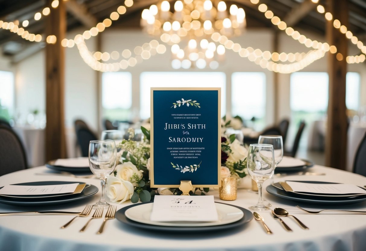 A table with various design elements and customization options for wedding invitations