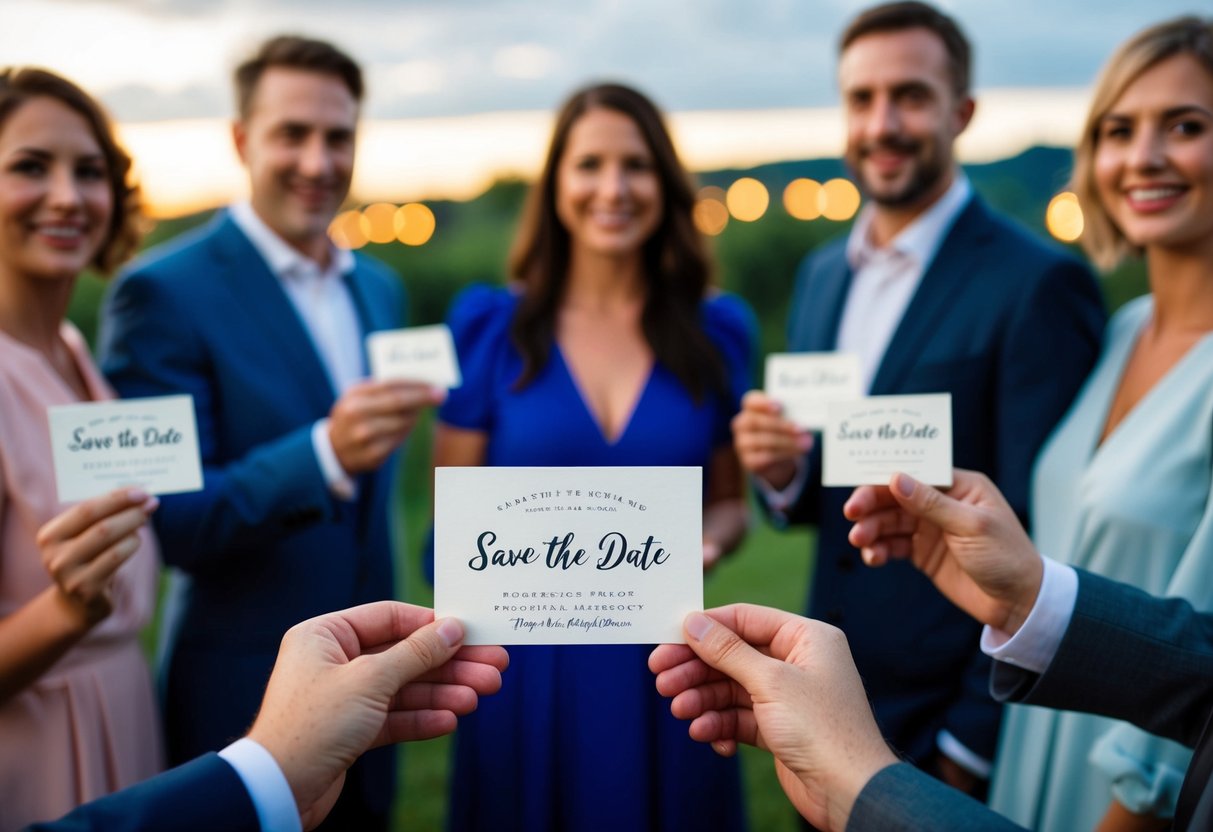 Evening guests receive save the date cards in the mail