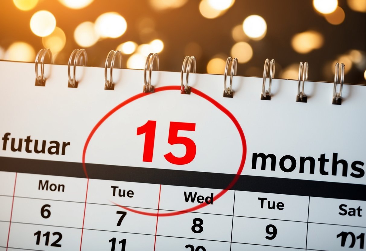 A calendar with the date 15 months in the future circled in red