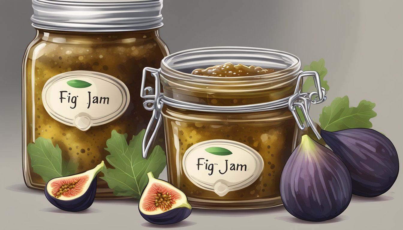 A jar of fig jam with moldy spots and a sour smell