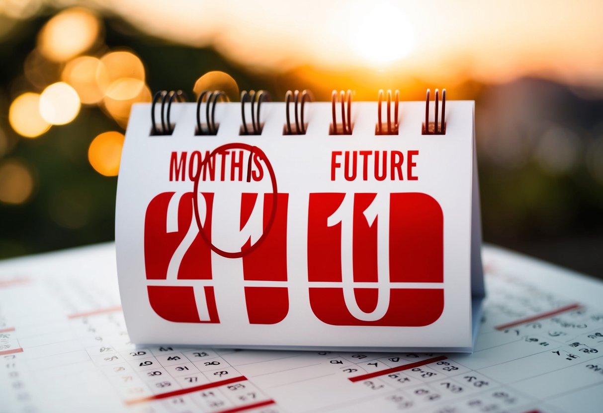 A calendar with the date 10 months in the future circled in red