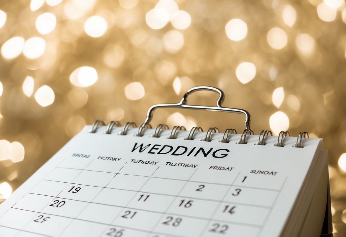 A calendar with a highlighted date for the wedding RSVP deadline
