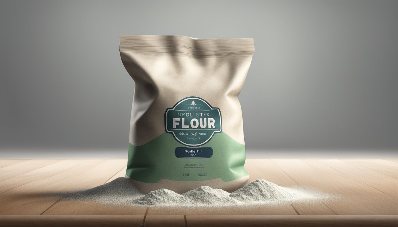 A bag of flour with a musty smell and visible mold growth