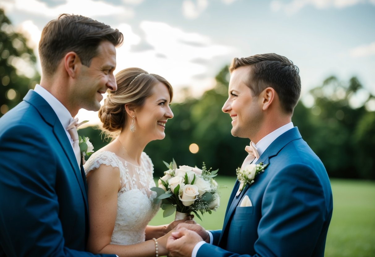 The groom's family contributes to the wedding ceremony and reception, including expenses such as the rehearsal dinner, the officiant's fee, and the marriage license
