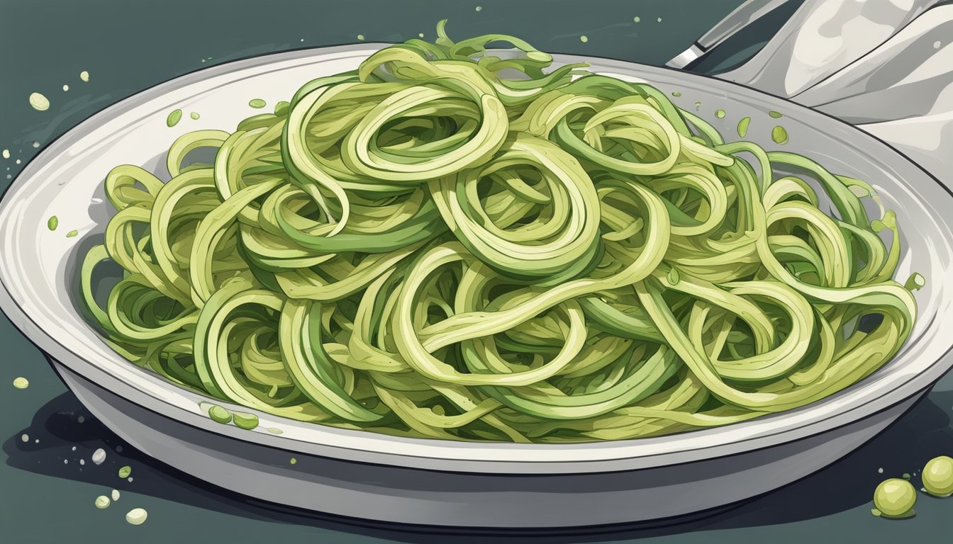 A pile of zucchini noodles with mold and a foul odor