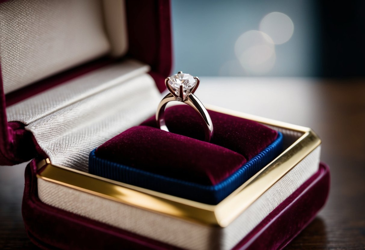 A ring resting on a velvet cushion, awaiting its wearer