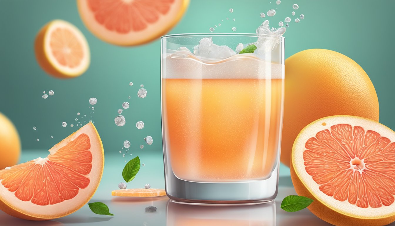 A glass of grapefruit juice with mold floating on the surface, a sour smell emanating from the liquid