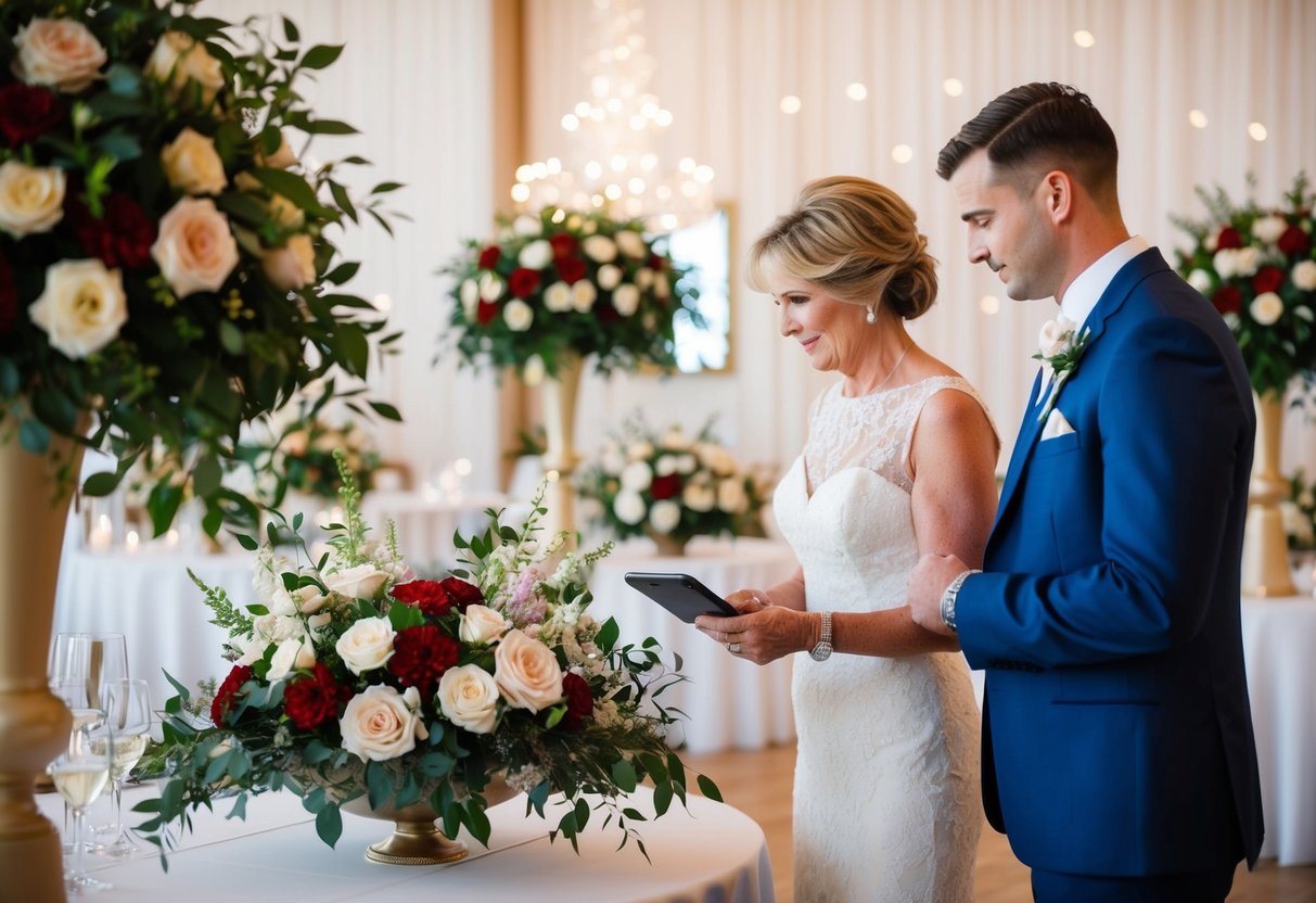 The mother of the groom pays for the floral arrangements and decorations at the wedding venue